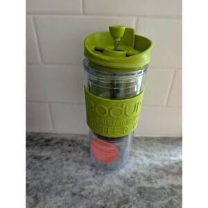 Bodum Travel Press Coffee & Tea Tumbler Green Plastic Double Wall French Press
